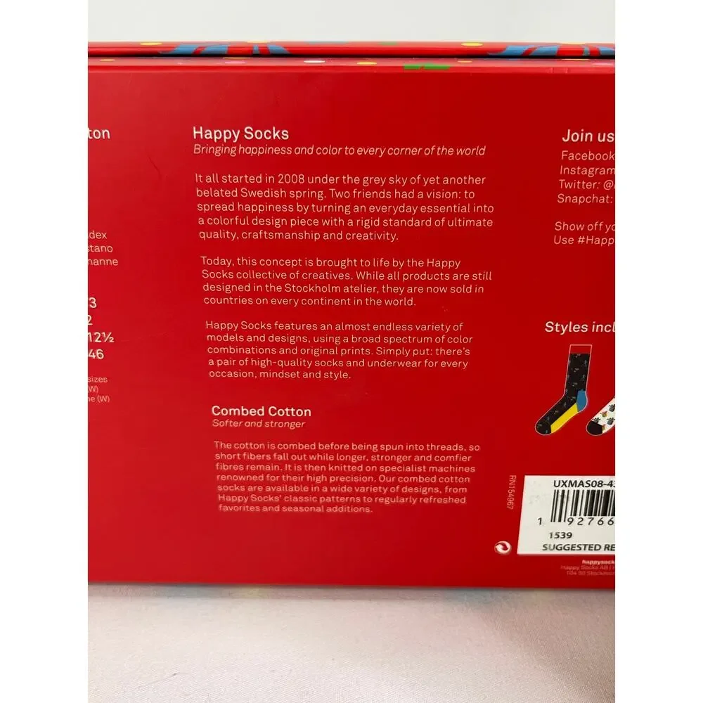 Happy Socks Gift Box 3 Pack Multicolor US M 8 to 12 US W Size 10 to 12 1/2